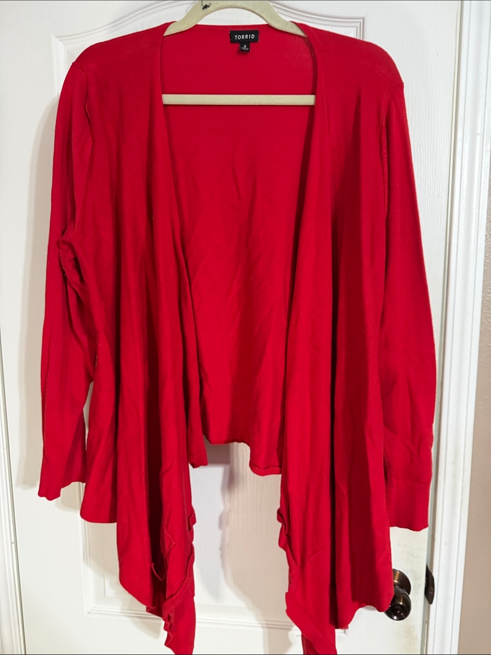 torrid Red Open Drape Front Cardigan